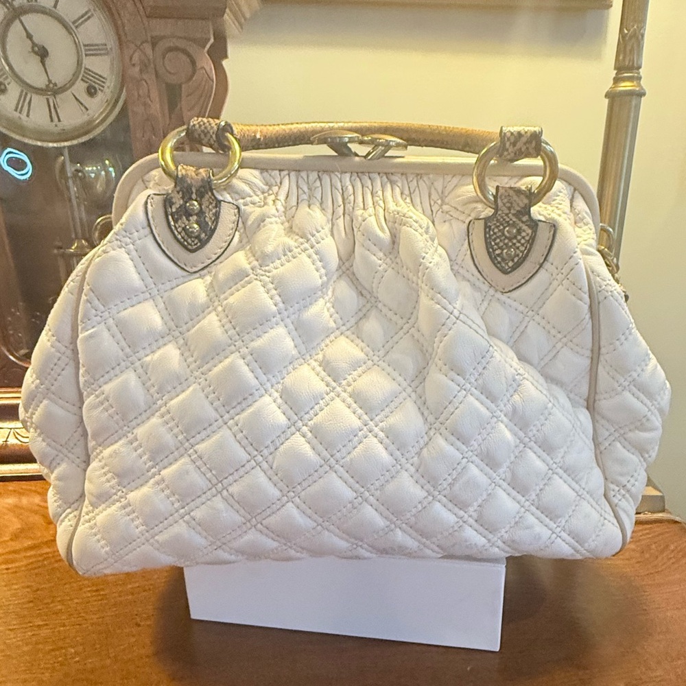 Marc Jacobs White Leather Quilted Large Stam bag w/Snakeskin MSRP$1,495 dustbag - Picture 3 of 13